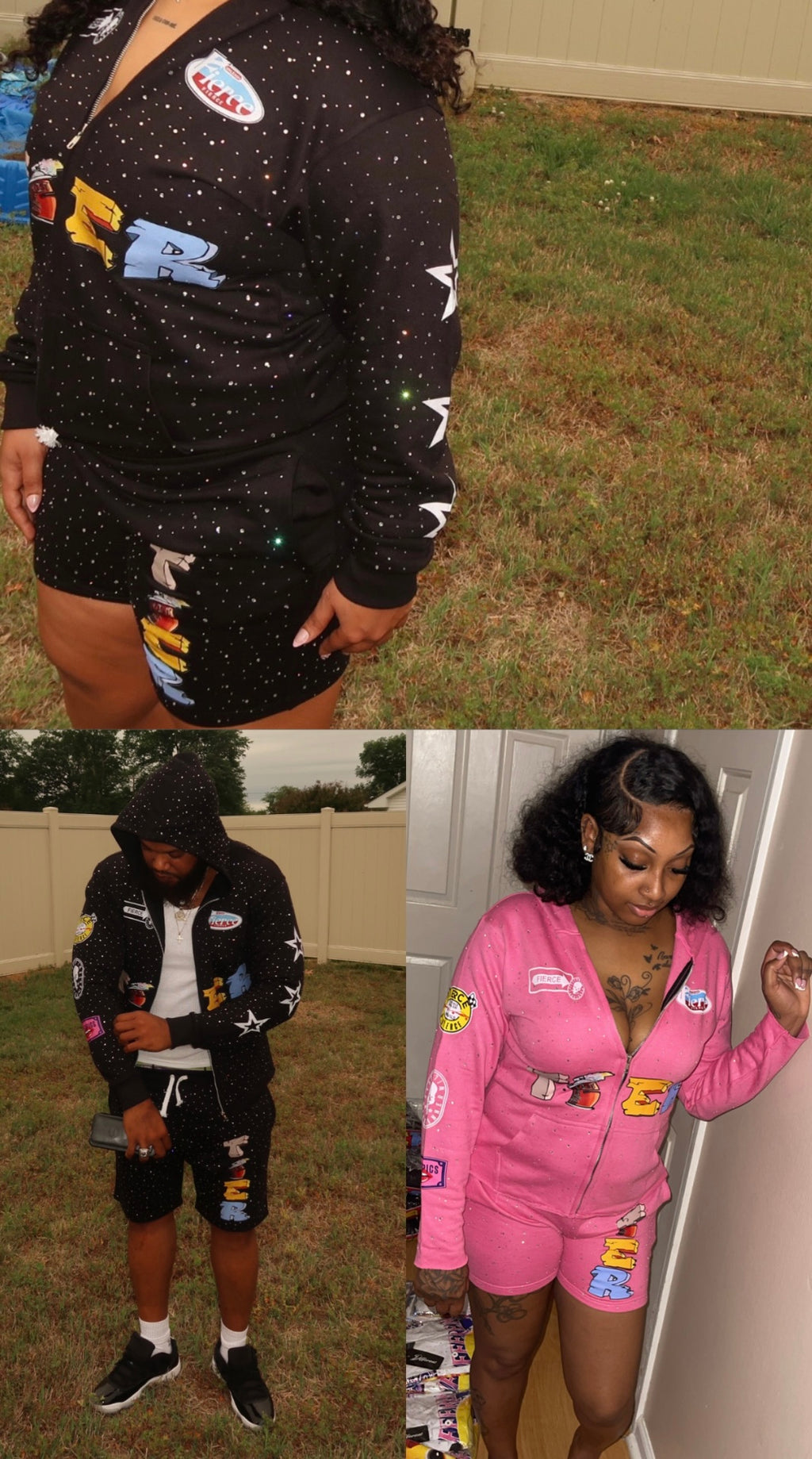 Black Women -Unisex Hoodie Short Set
