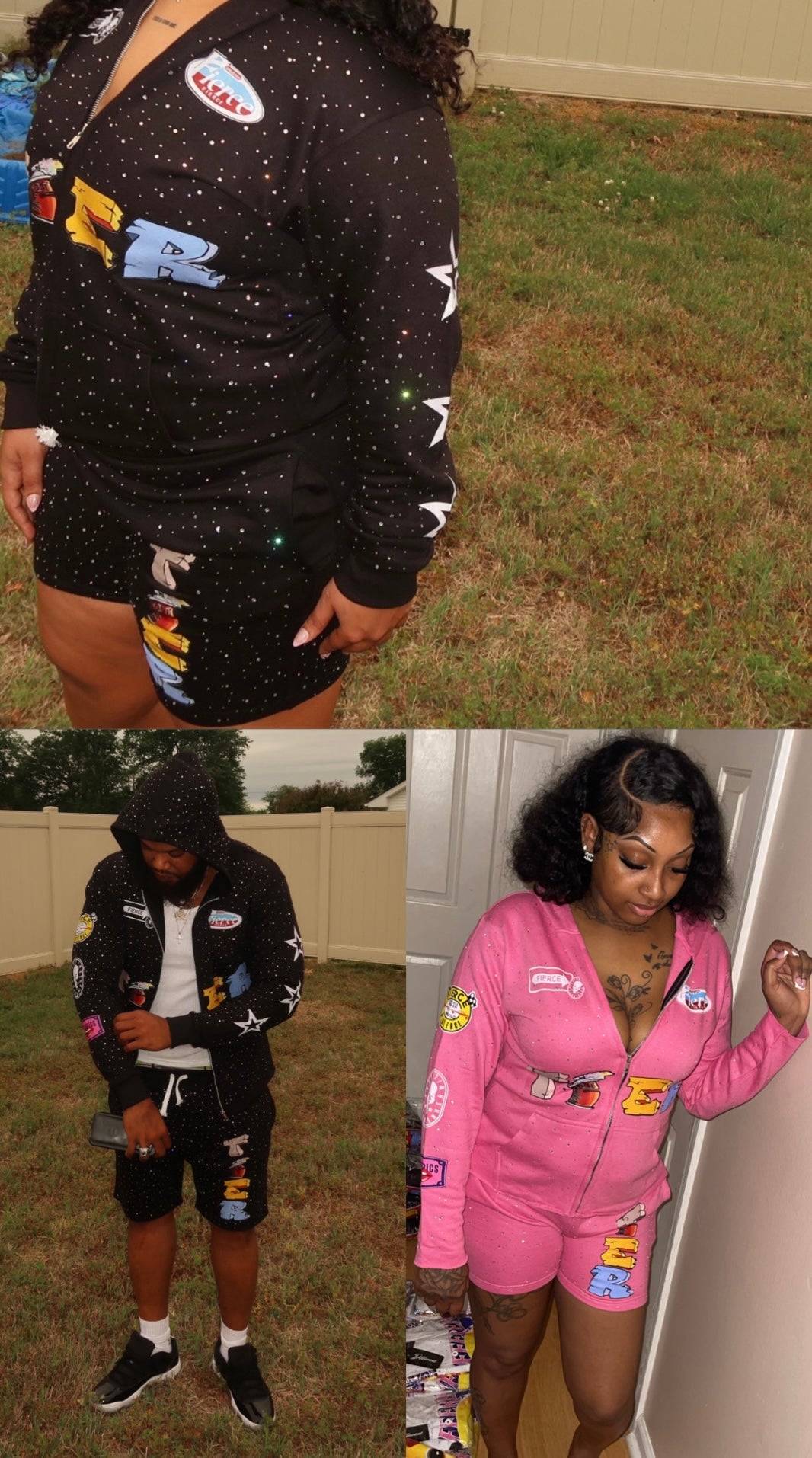 Black Women -Unisex Hoodie Short Set